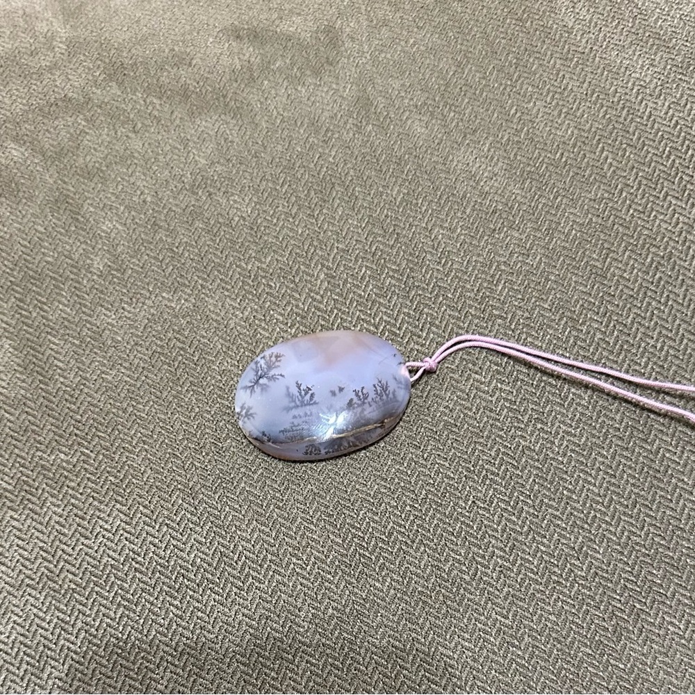 Natural agate Necklace with Pink Cord